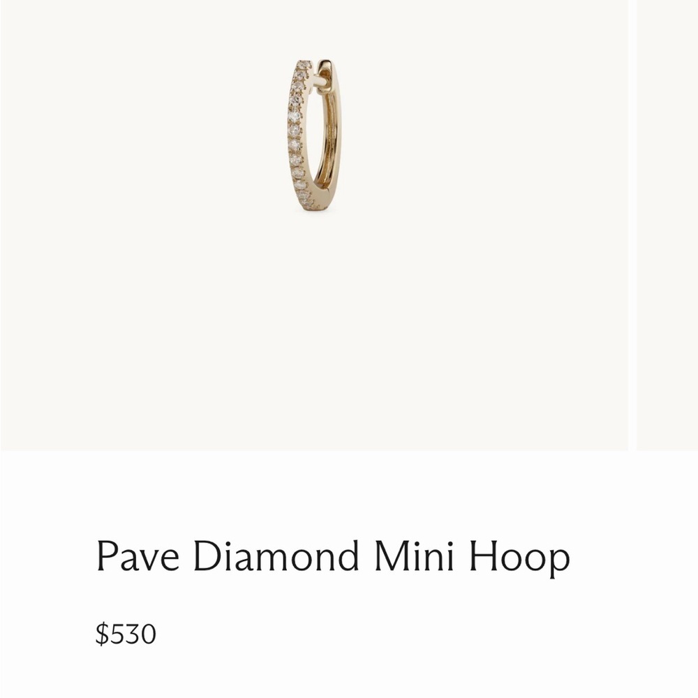 Jacquie Aiche Fine Jewelry Pave Diamond Mini Hoop Earring $530 Rose Gold single - Picture 3 of 14
